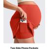 imageG4Free BareFeel Maternity Tennis Skirt with 2 Pockets Inner Shorts Over The Belly Stretchy Pregnancy Workout Skorts GolfRust Orange
