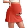 imageG4Free BareFeel Maternity Tennis Skirt with 2 Pockets Inner Shorts Over The Belly Stretchy Pregnancy Workout Skorts GolfRust Orange