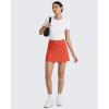 imageG4Free Barefeel 15quot Tennis Skirts for Women High Waisted A Line Casual Athletic Golf Skorts Inner Shorts with 2 PocketsRust Orange