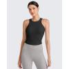 imageG4Free Barefeel Built in Bra Workout Tops for Women Removable Pads Longline Sport Bras Racerback Athletic Tank Yoga GymBlack