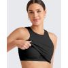 imageG4Free Barefeel Built in Bra Workout Tops for Women Removable Pads Longline Sport Bras Racerback Athletic Tank Yoga GymBlack