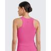 imageG4Free Barefeel Built in Bra Workout Tops for Women Removable Pads Longline Sport Bras Racerback Athletic Tank Yoga GymHot Pink
