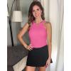 imageG4Free Barefeel Built in Bra Workout Tops for Women Removable Pads Longline Sport Bras Racerback Athletic Tank Yoga GymHot Pink