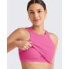 imageG4Free Barefeel Built in Bra Workout Tops for Women Removable Pads Longline Sport Bras Racerback Athletic Tank Yoga GymHot Pink