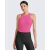 imageG4Free Barefeel Built in Bra Workout Tops for Women Removable Pads Longline Sport Bras Racerback Athletic Tank Yoga GymHot Pink