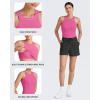 imageG4Free Barefeel Built in Bra Workout Tops for Women Removable Pads Longline Sport Bras Racerback Athletic Tank Yoga GymHot Pink
