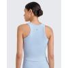 imageG4Free Barefeel Built in Bra Workout Tops for Women Removable Pads Longline Sport Bras Racerback Athletic Tank Yoga GymLight Demin
