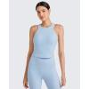 imageG4Free Barefeel Built in Bra Workout Tops for Women Removable Pads Longline Sport Bras Racerback Athletic Tank Yoga GymLight Demin