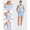 imageG4Free Barefeel Built in Bra Workout Tops for Women Removable Pads Longline Sport Bras Racerback Athletic Tank Yoga GymLight Demin