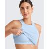 imageG4Free Barefeel Built in Bra Workout Tops for Women Removable Pads Longline Sport Bras Racerback Athletic Tank Yoga GymLight Demin
