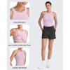 imageG4Free Barefeel Built in Bra Workout Tops for Women Removable Pads Longline Sport Bras Racerback Athletic Tank Yoga GymPink