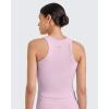 imageG4Free Barefeel Built in Bra Workout Tops for Women Removable Pads Longline Sport Bras Racerback Athletic Tank Yoga GymPink