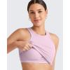 imageG4Free Barefeel Built in Bra Workout Tops for Women Removable Pads Longline Sport Bras Racerback Athletic Tank Yoga GymPink