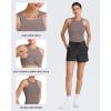 imageG4Free Barefeel Built in Bra Workout Tops for Women Removable Pads Longline Sport Bras Racerback Athletic Tank Yoga GymTaupe