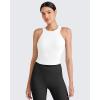 imageG4Free Barefeel Built in Bra Workout Tops for Women Removable Pads Longline Sport Bras Racerback Athletic Tank Yoga GymWhite