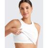 imageG4Free Barefeel Built in Bra Workout Tops for Women Removable Pads Longline Sport Bras Racerback Athletic Tank Yoga GymWhite