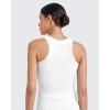 imageG4Free Barefeel Built in Bra Workout Tops for Women Removable Pads Longline Sport Bras Racerback Athletic Tank Yoga GymWhite
