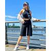 imageG4Free Capri Pants for Women 14quot Knee Length Wide Leg Yoga Capris Dressy Casual Summer Crop Pants with PocketsBlack