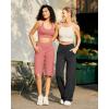 imageG4Free Capri Pants for Women 14quot Knee Length Wide Leg Yoga Capris Dressy Casual Summer Crop Pants with PocketsCameo