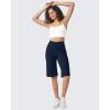 imageG4Free Capri Pants for Women 14quot Knee Length Wide Leg Yoga Capris Dressy Casual Summer Crop Pants with PocketsDark Navy