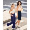 imageG4Free Capri Pants for Women 14quot Knee Length Wide Leg Yoga Capris Dressy Casual Summer Crop Pants with PocketsDark Navy