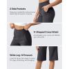 imageG4Free Capri Pants for Women 14quot Knee Length Wide Leg Yoga Capris Dressy Casual Summer Crop Pants with PocketsDeep Grey