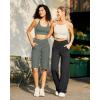 imageG4Free Capri Pants for Women 14quot Knee Length Wide Leg Yoga Capris Dressy Casual Summer Crop Pants with PocketsGrey Sage