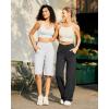 imageG4Free Capri Pants for Women 14quot Knee Length Wide Leg Yoga Capris Dressy Casual Summer Crop Pants with PocketsLight Grey