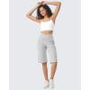 imageG4Free Capri Pants for Women 14quot Knee Length Wide Leg Yoga Capris Dressy Casual Summer Crop Pants with PocketsLight Grey