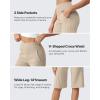 imageG4Free Capri Pants for Women 14quot Knee Length Wide Leg Yoga Capris Dressy Casual Summer Crop Pants with PocketsLight Khaki