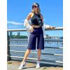 imageG4Free Capri Pants for Women 14quot Knee Length Wide Leg Yoga Capris Dressy Casual Summer Crop Pants with PocketsRoyal Blue