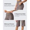 imageG4Free Capri Pants for Women 14quot Knee Length Wide Leg Yoga Capris Dressy Casual Summer Crop Pants with PocketsTaupe