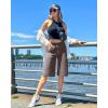 imageG4Free Capri Pants for Women 14quot Knee Length Wide Leg Yoga Capris Dressy Casual Summer Crop Pants with PocketsTaupe