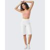 imageG4Free Capri Pants for Women 14quot Knee Length Wide Leg Yoga Capris Dressy Casual Summer Crop Pants with PocketsWhite