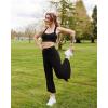 imageG4Free Capri Pants for Women Stretch Yoga Dress Pants with Pockets Ruffle Bell Bottom Athletic Work LeggingsBlack