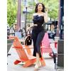imageG4Free Capri Pants for Women Stretch Yoga Dress Pants with Pockets Ruffle Bell Bottom Athletic Work LeggingsBlack