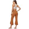 imageG4Free Capri Pants for Women Stretch Yoga Dress Pants with Pockets Ruffle Bell Bottom Athletic Work LeggingsBurnt Sugar
