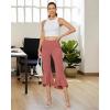 imageG4Free Capri Pants for Women Stretch Yoga Dress Pants with Pockets Ruffle Bell Bottom Athletic Work LeggingsCameo