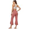 imageG4Free Capri Pants for Women Stretch Yoga Dress Pants with Pockets Ruffle Bell Bottom Athletic Work LeggingsCameo