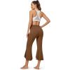 imageG4Free Capri Pants for Women Stretch Yoga Dress Pants with Pockets Ruffle Bell Bottom Athletic Work LeggingsDark Coffee