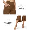 imageG4Free Capri Pants for Women Stretch Yoga Dress Pants with Pockets Ruffle Bell Bottom Athletic Work LeggingsDark Coffee
