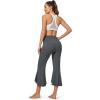 imageG4Free Capri Pants for Women Stretch Yoga Dress Pants with Pockets Ruffle Bell Bottom Athletic Work LeggingsDeep Grey