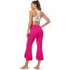 imageG4Free Capri Pants for Women Stretch Yoga Dress Pants with Pockets Ruffle Bell Bottom Athletic Work LeggingsHot Pink