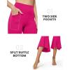 imageG4Free Capri Pants for Women Stretch Yoga Dress Pants with Pockets Ruffle Bell Bottom Athletic Work LeggingsHot Pink