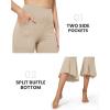 imageG4Free Capri Pants for Women Stretch Yoga Dress Pants with Pockets Ruffle Bell Bottom Athletic Work LeggingsKhaki