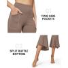 imageG4Free Capri Pants for Women Stretch Yoga Dress Pants with Pockets Ruffle Bell Bottom Athletic Work LeggingsTaupe