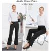 imageG4Free Dress Work Pants Women Yoga Business Casual Pants with Pockets Strechy Flare Wide Leg Ankle Pants 25quot27quot29quotBlack