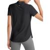 imageG4Free Lightbreeze UPF 50 Womens Workout Tops Short Sleeve Half Zip Golf Shirts Loose Fit Athletic Gym Tshirts RunningBlack