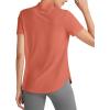 imageG4Free Lightbreeze UPF 50 Womens Workout Tops Short Sleeve Half Zip Golf Shirts Loose Fit Athletic Gym Tshirts RunningBurnt Orange