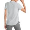 imageG4Free Lightbreeze UPF 50 Womens Workout Tops Short Sleeve Half Zip Golf Shirts Loose Fit Athletic Gym Tshirts RunningGray